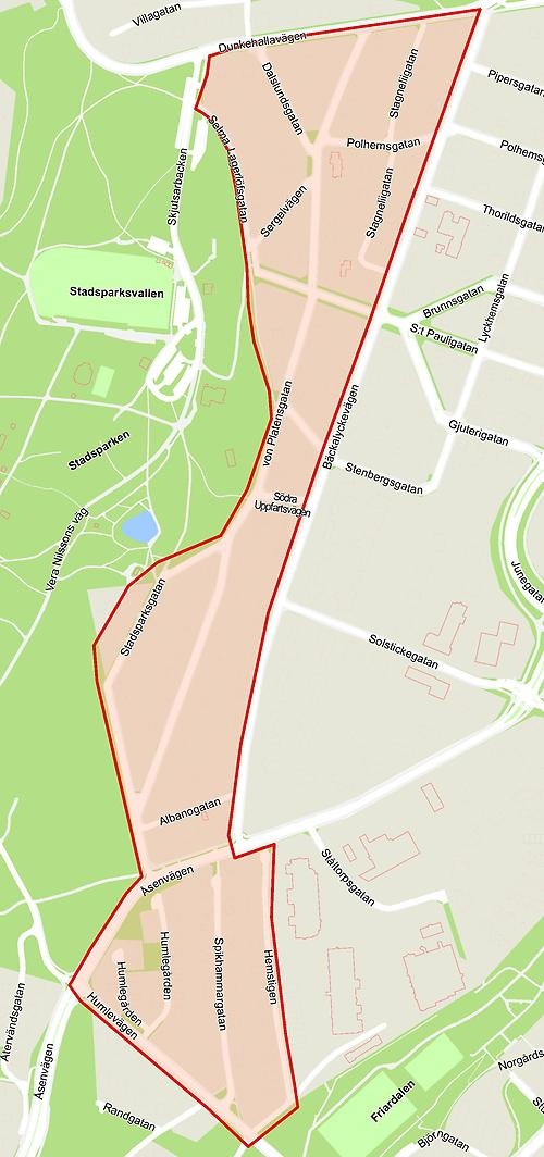 Boendeparkering område Bäckalyckan 40.