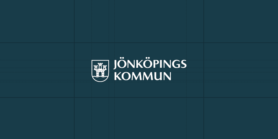 Jönköpings kommuns logotyp: Stadsvapnet och texten Jönköpings kommun i vitt på en svart bakgrund.