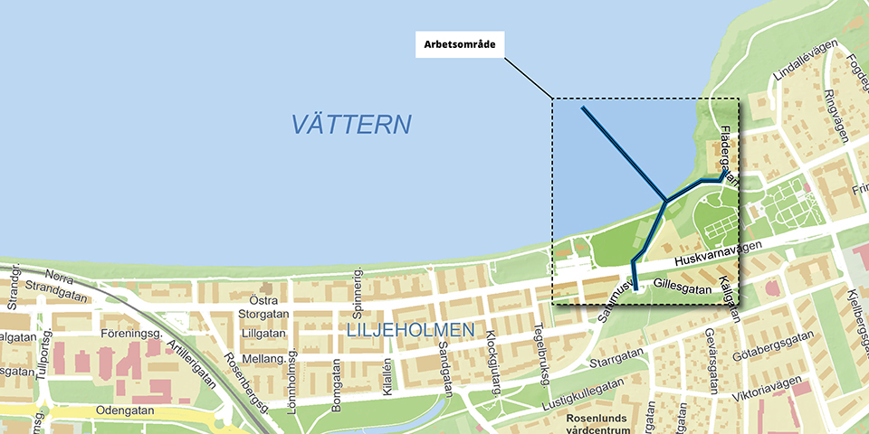 Kartbild över arbetsområdet