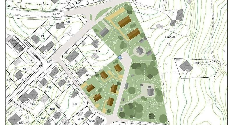 Planområdets tomtindelning.