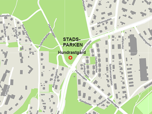 Karta över hundrastgården i Stadsparken.
