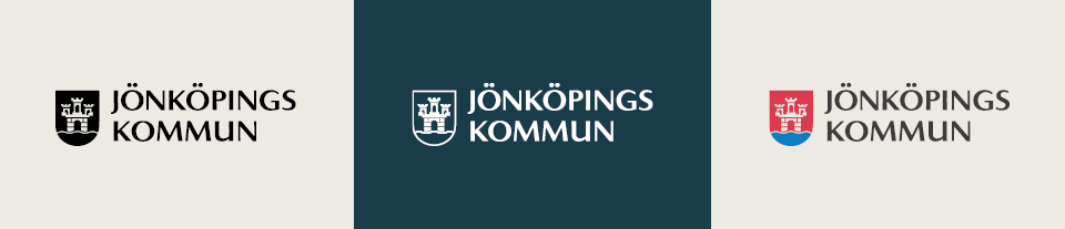 Tre versioner av Jönköpings kommuns logotyp.