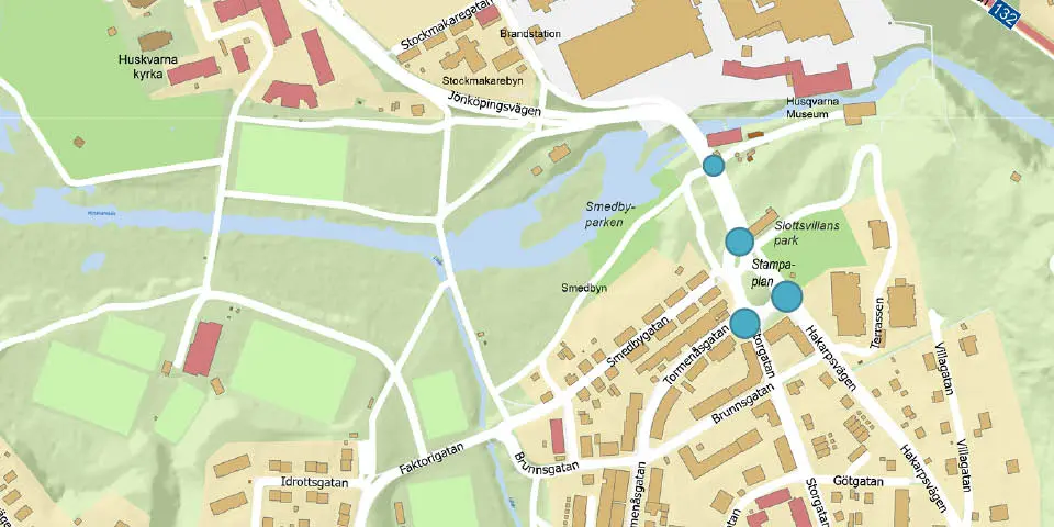Kartbild med markering som visar var övergångsställena och passagen kommer byggas,