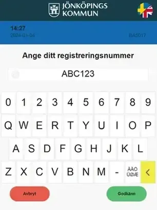 Ange registreringsnummer