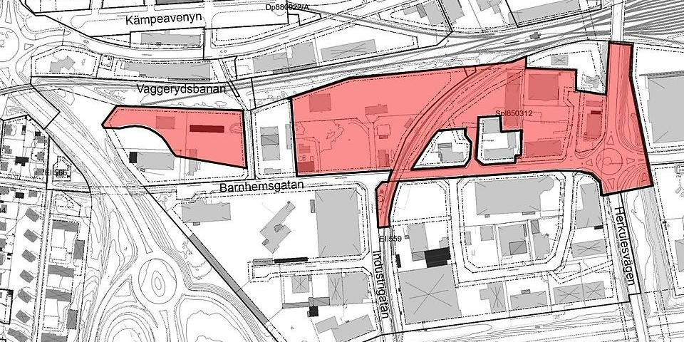 Karta där rödmarkering visa de delar som upphävs. 