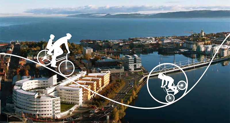 vy över Jönköping och cyklar.