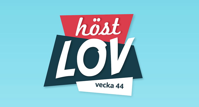 Höst lov vecka 44 i en logotype blå bakgrund
