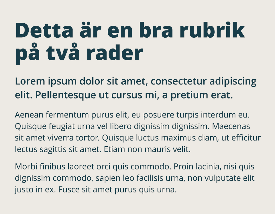 Visar en "lorem ipsum"-text på hur brödtext ska se ut.