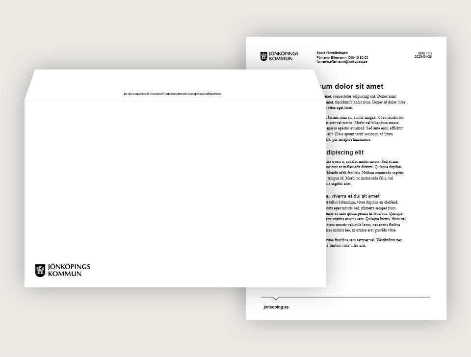 Visar kuvert och wordmall.