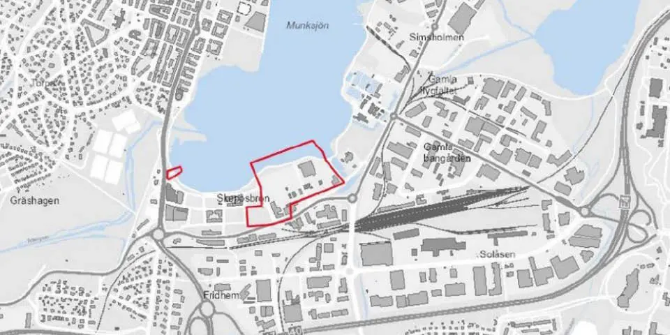Översiktskarta där planområdet är inringat.