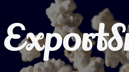 Text Exportsnack med popcorn i bakgrunden på svar bakgrund