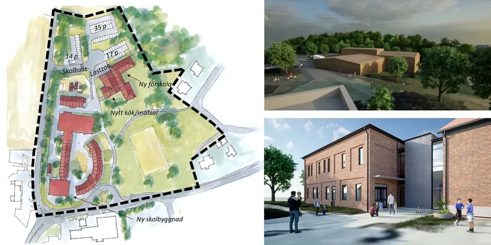 Planområdet och förslag på bebyggelsen