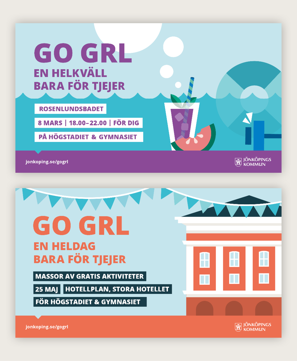 Go Grl - reklambilder i starka färger