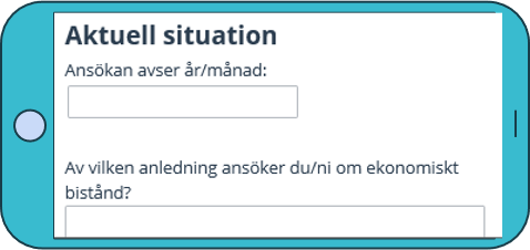 Mobil i liggande läge för att visa att det blir lättare att fylla i när skärmen blir bredare.