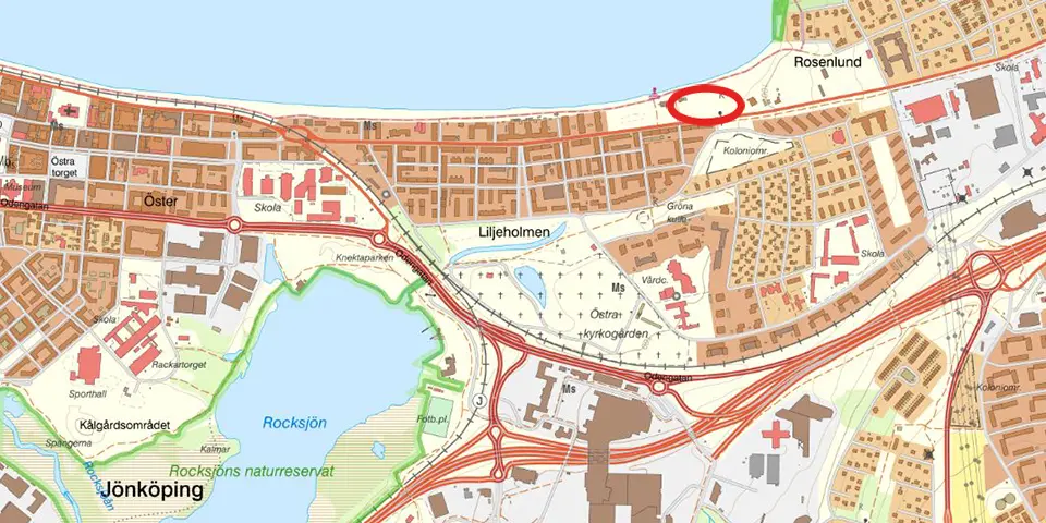 Karta med markerat område för förorenad mark