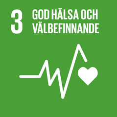 Symbol för globala målet God hälsa och välbefinnande.