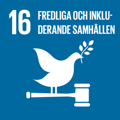 Symbol med fredsduva för globalt mål nr 16; Fredliga och inkluderande samhällen.