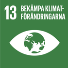 Symbol med öga och jordglob för globalt mål nr 13 om att bekämpa klimatförändringarna.