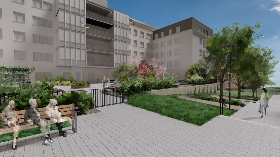 Vy från parkstråk
