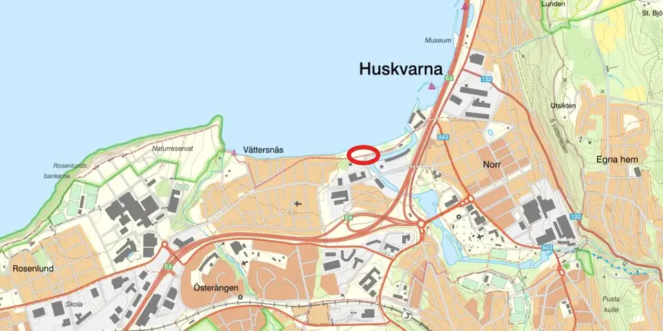 Karta med markerat område för förorenad mark